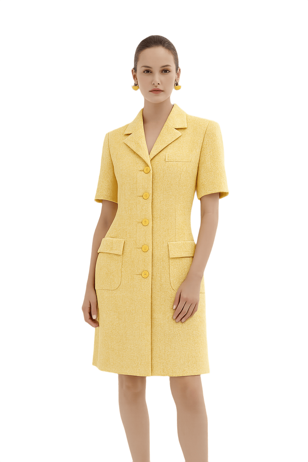 90s Minimalist Yellow Clip-On Earrings - Model