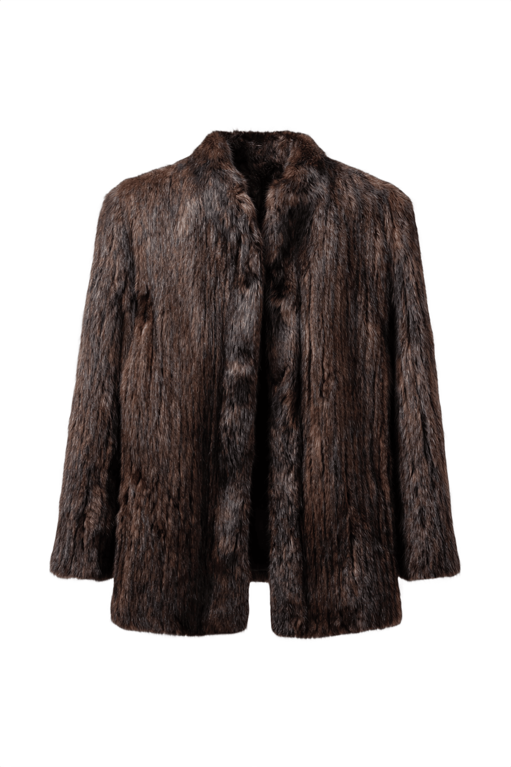 80s Dark Brown Fur Coat - Front View