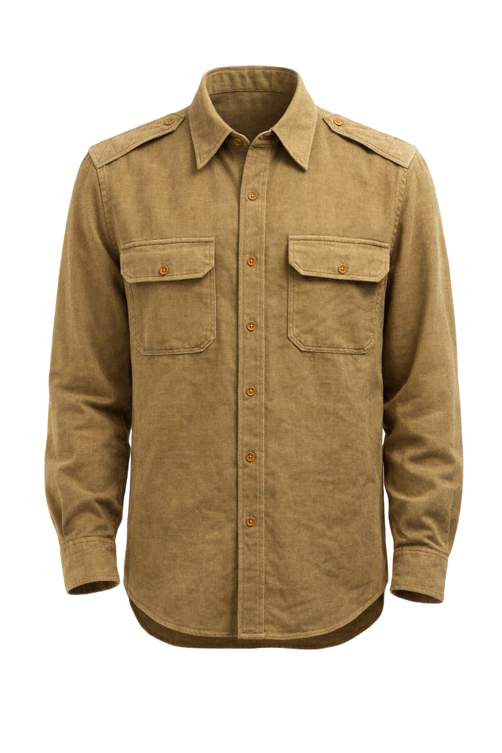 1940s Military Olive Green Cotton Shirt - Front View
