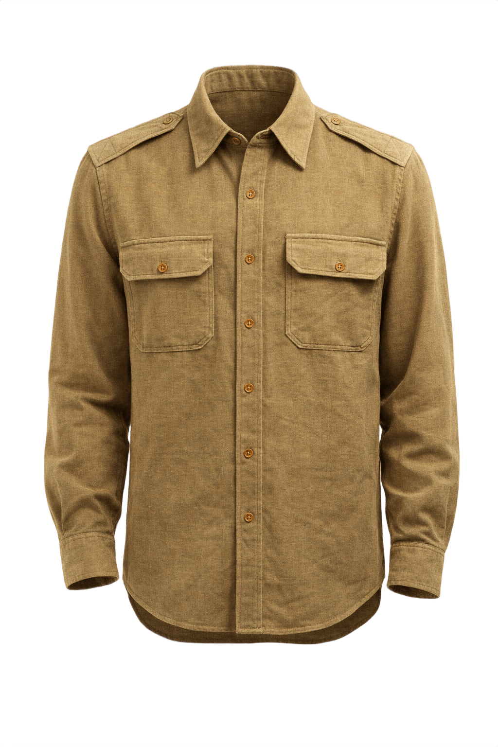 1940s Military Olive Green Cotton Shirt - Front View