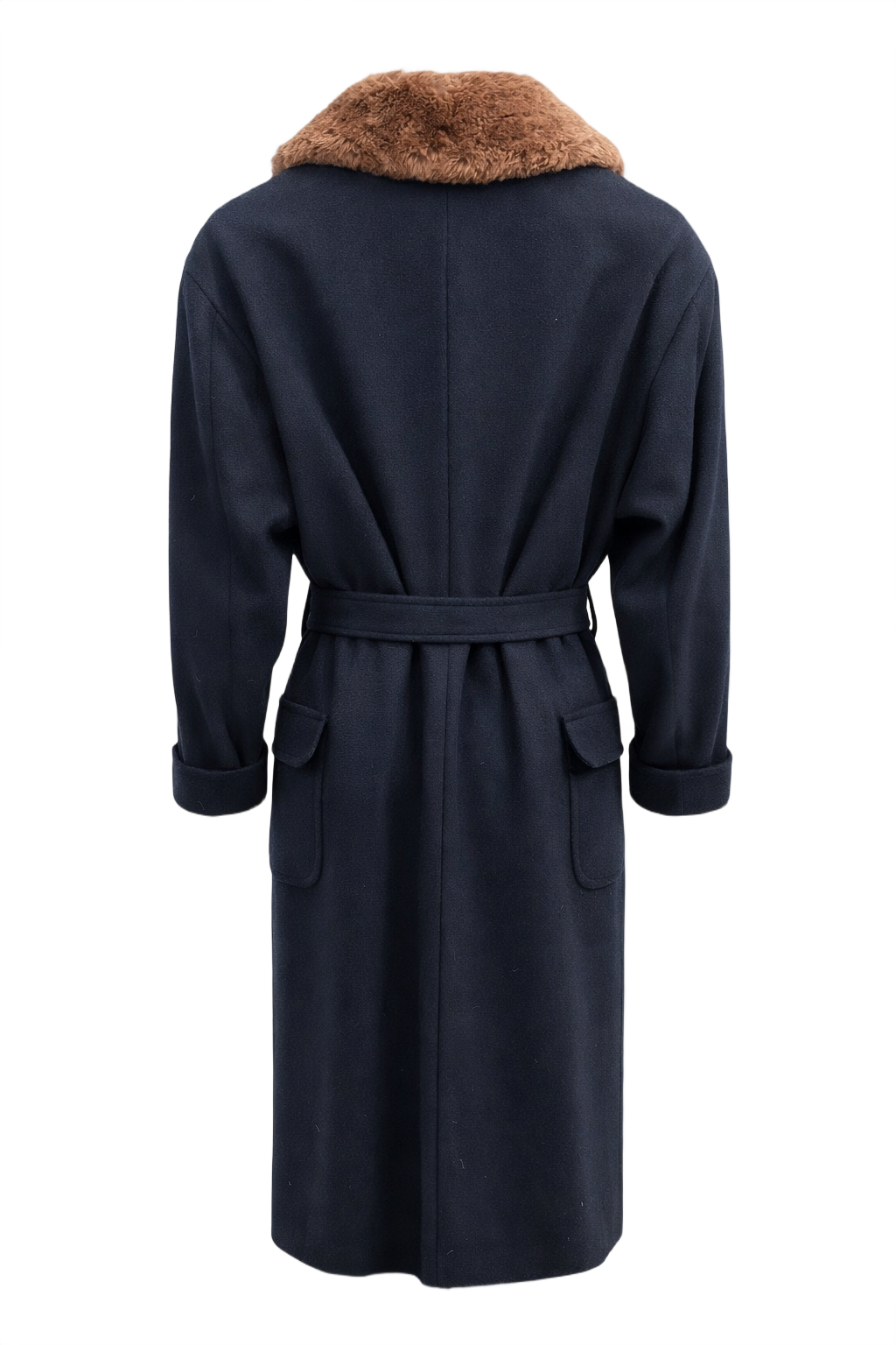 90s Perri Ellis Navy Blue Wool Coat - Back View