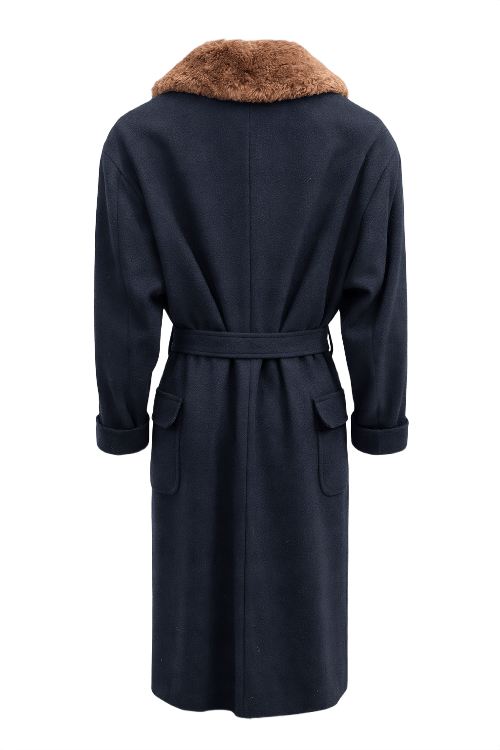 90s Perri Ellis Navy Blue Wool Coat - Back View