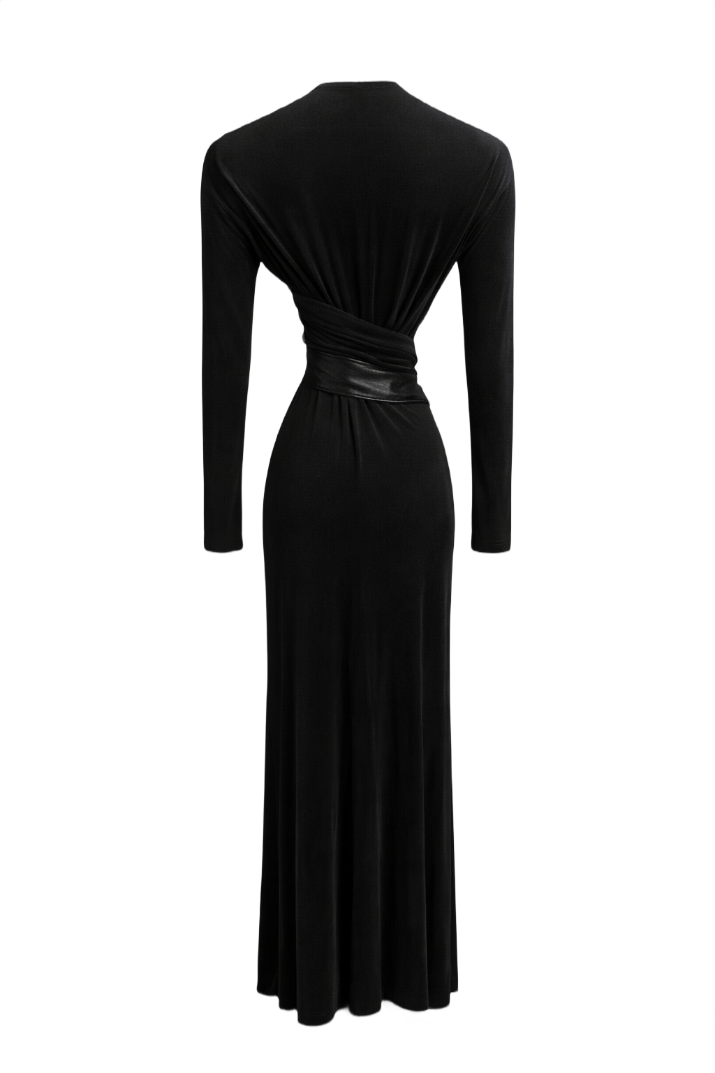 80s Black Velvet Wrap Dress - Back View