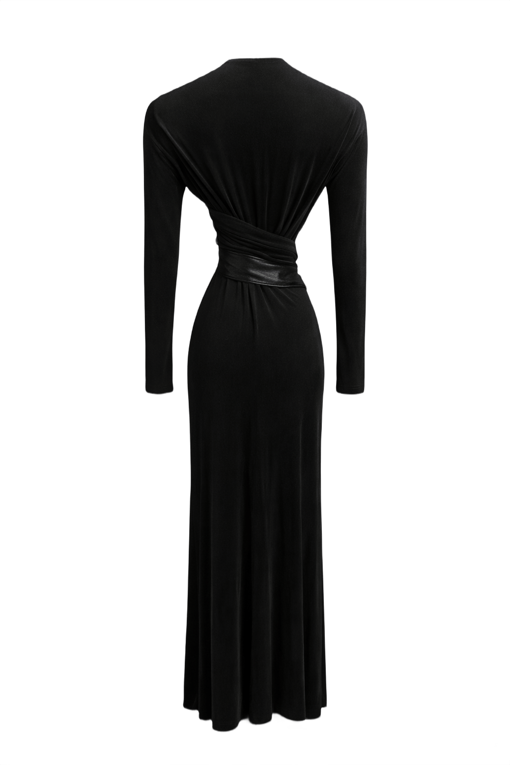 80s Black Velvet Wrap Dress - Back View