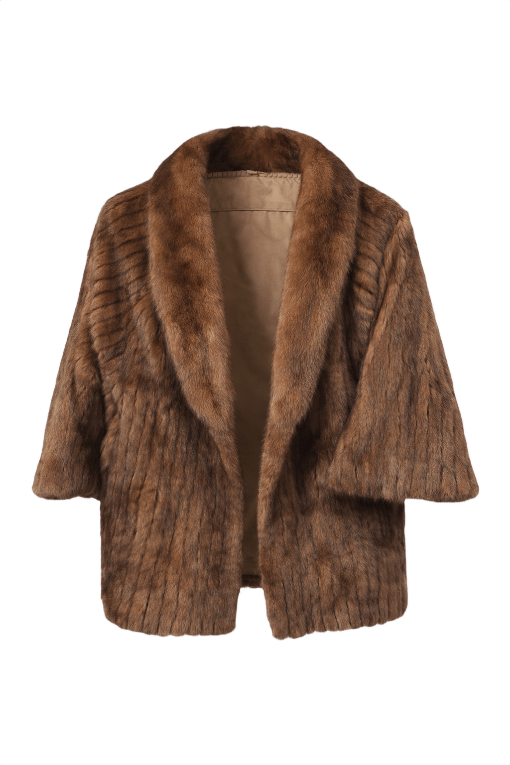 Mid-Century Brown Fur Coat - Front View