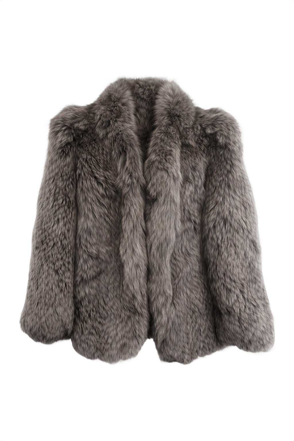 1980s Grey Fur Coat - Front View