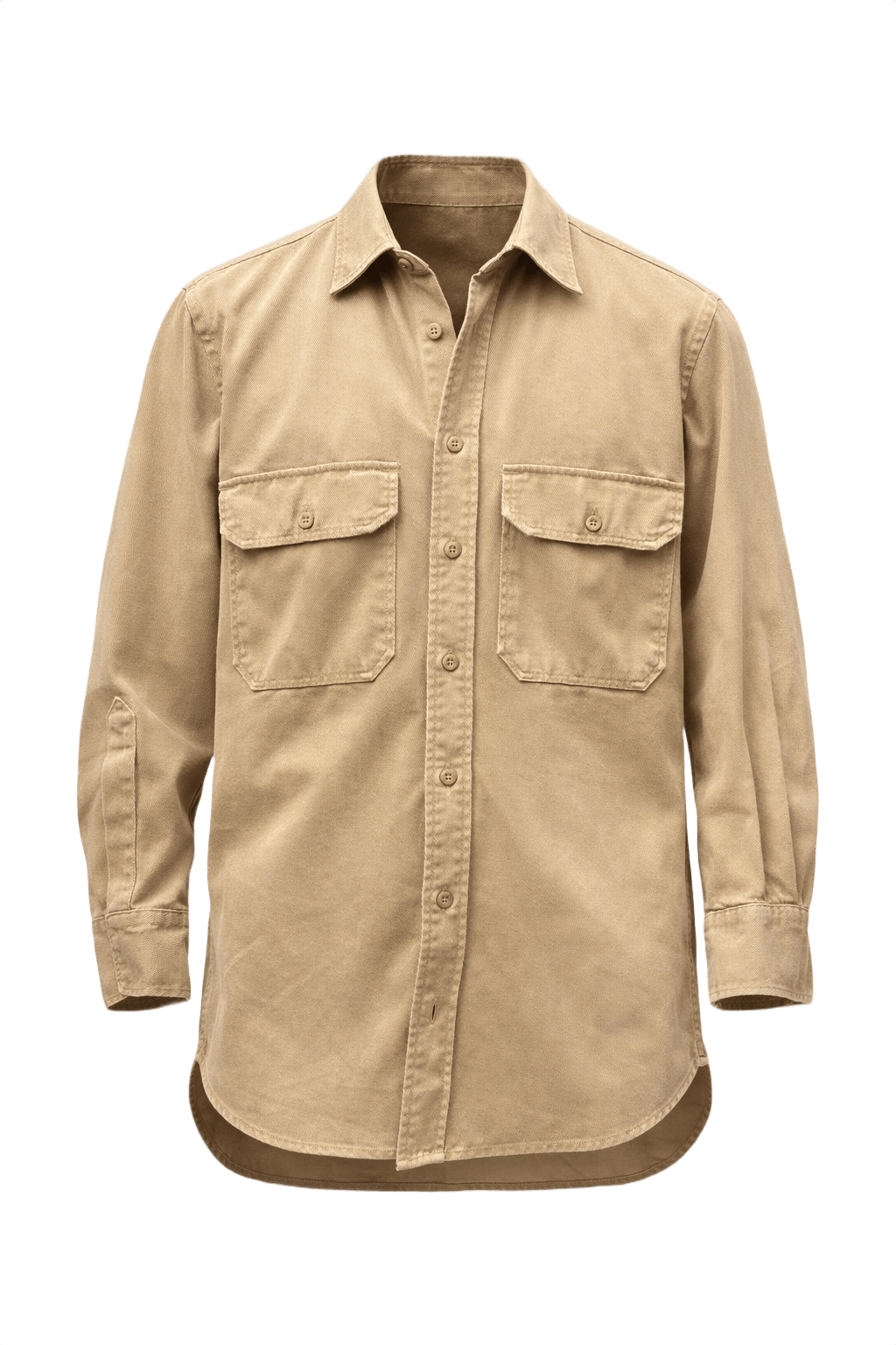 1940s Khaki Cotton Shirt - Front View