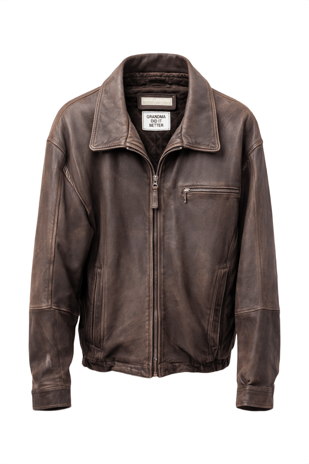 1990s Dark Brown Leather Jacket - Front View