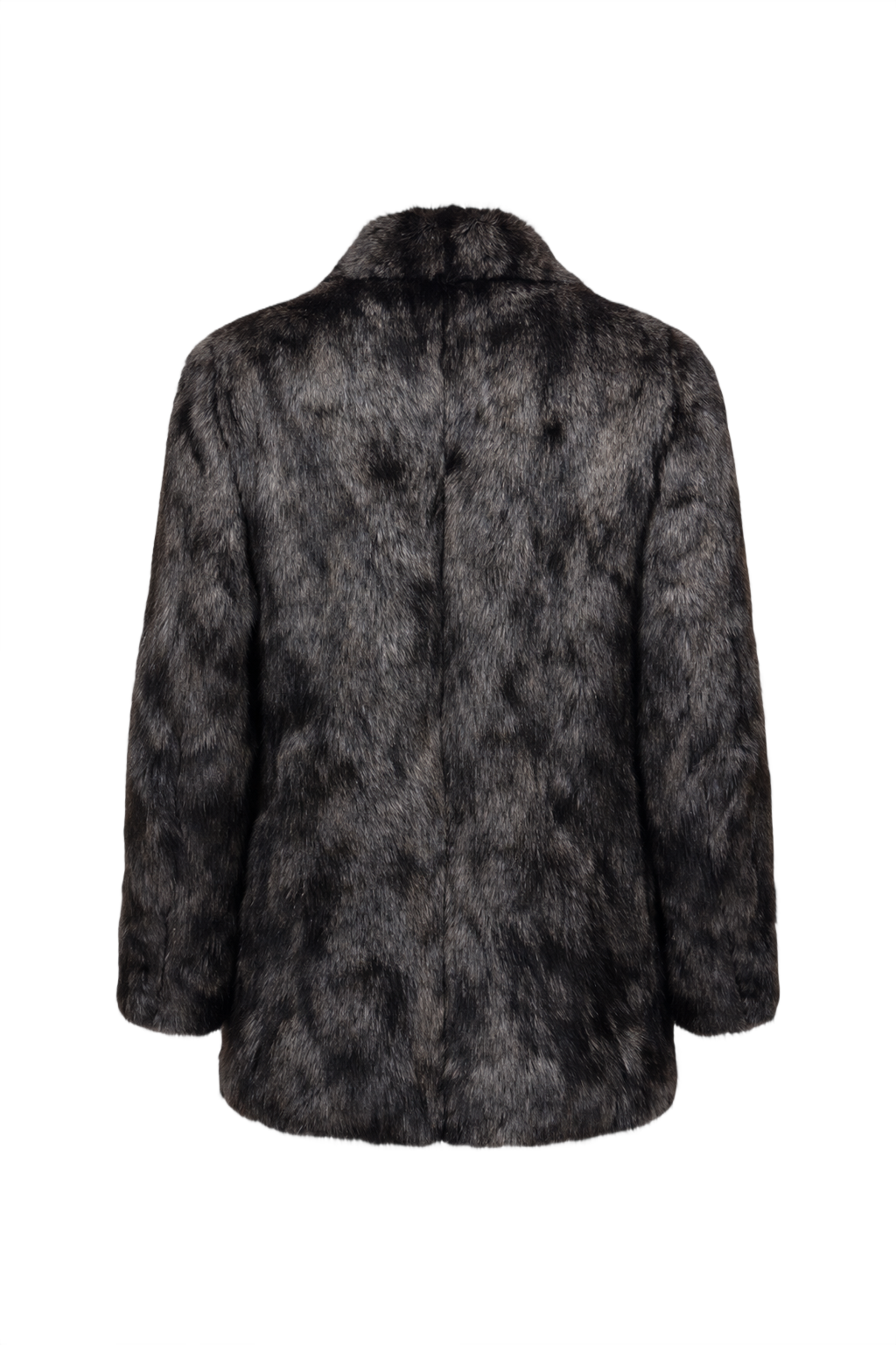 1980s Dark Grey Fur Coat - Back View