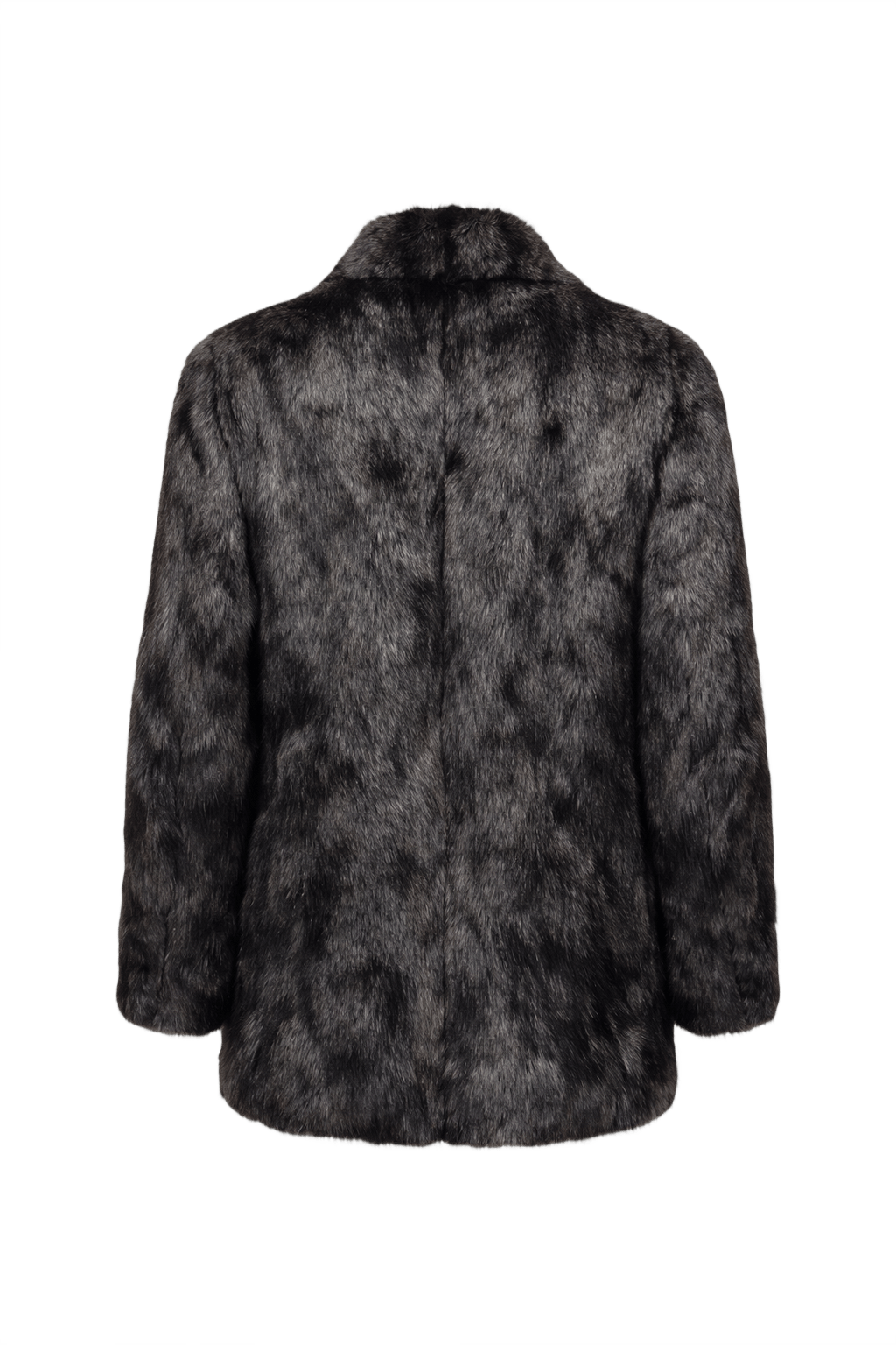 1980s Dark Grey Fur Coat - Back View