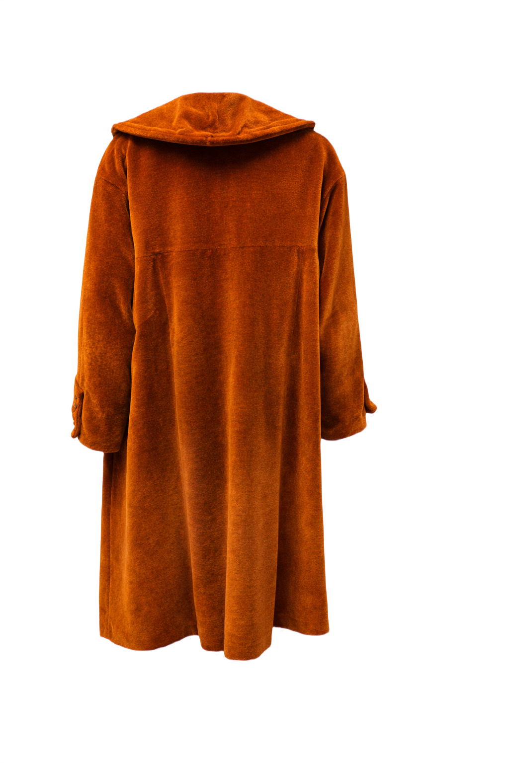 1930s Rust Orange Velvet Coat - Back View