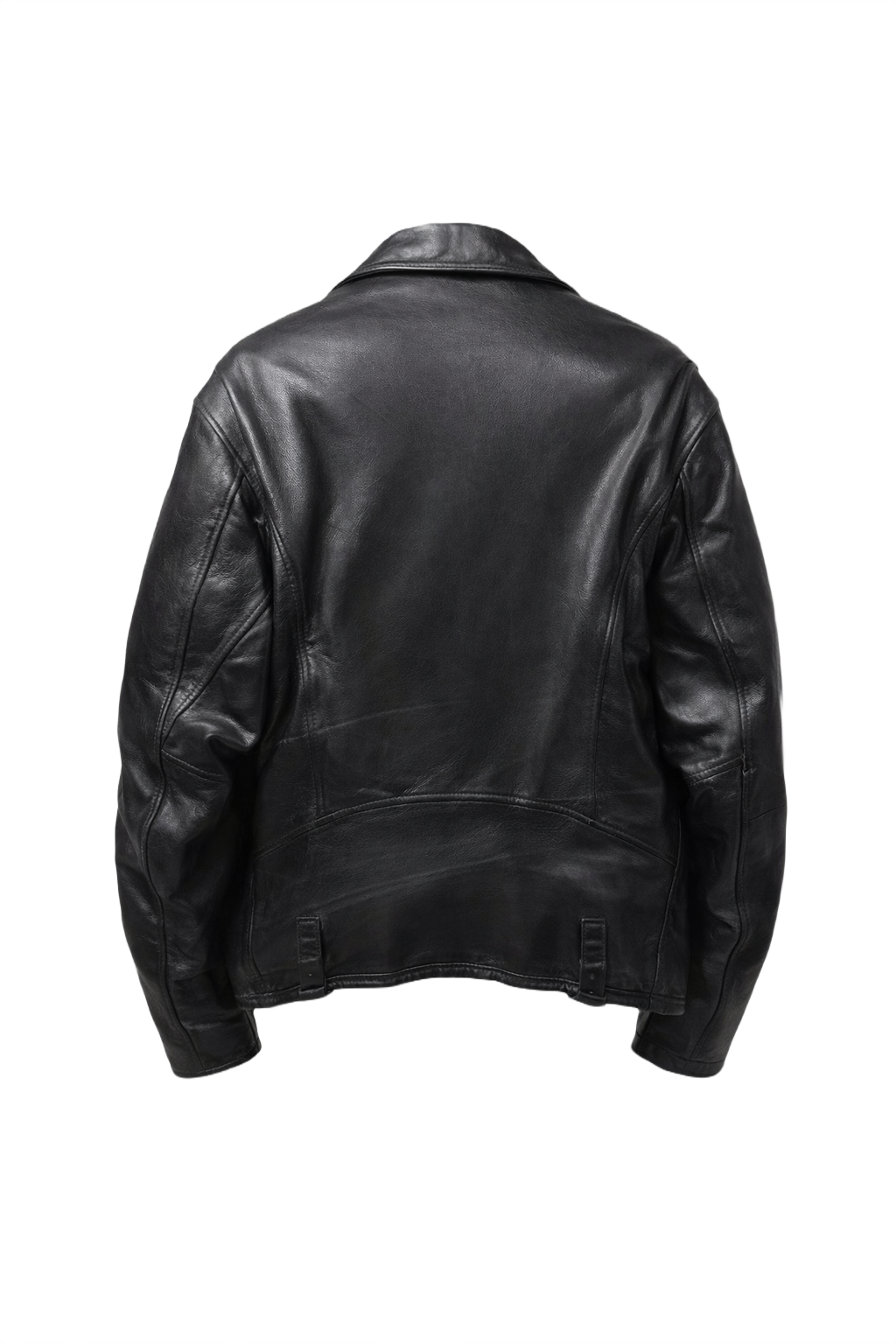 1990s Black Leather Biker Jacket - Back View