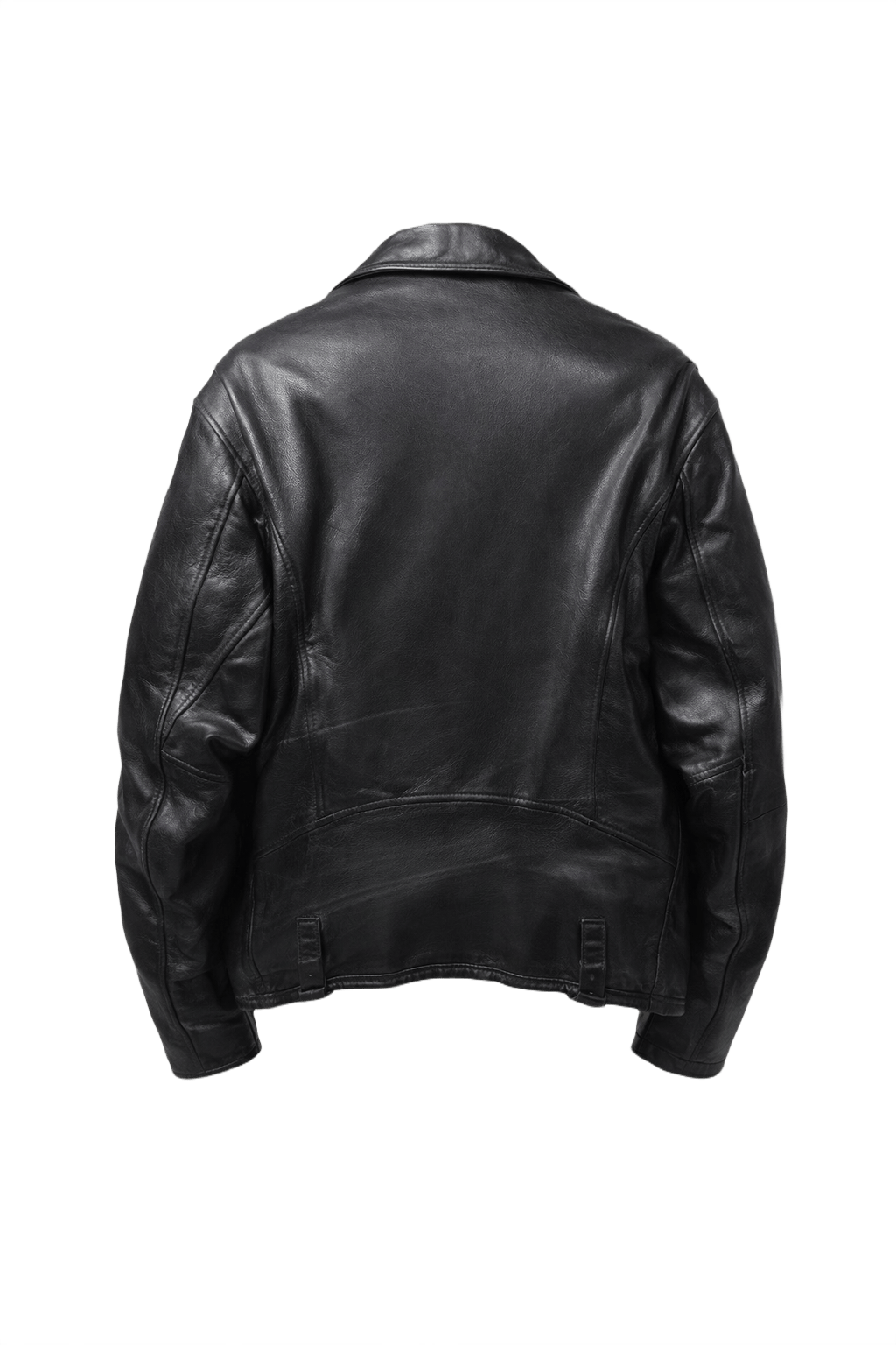 1990s Black Leather Biker Jacket - Back View