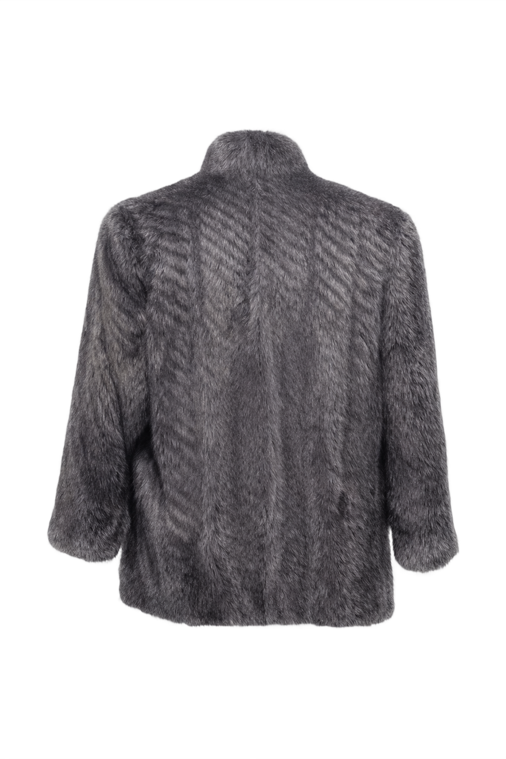 1960s Grey Faux Fur Jacket - Back View