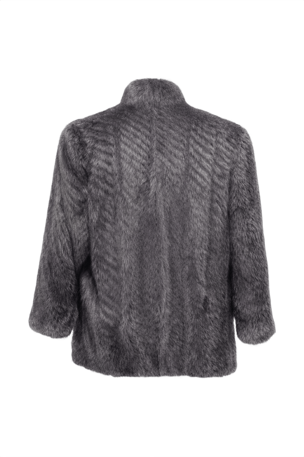 1960s Grey Faux Fur Jacket - Back View