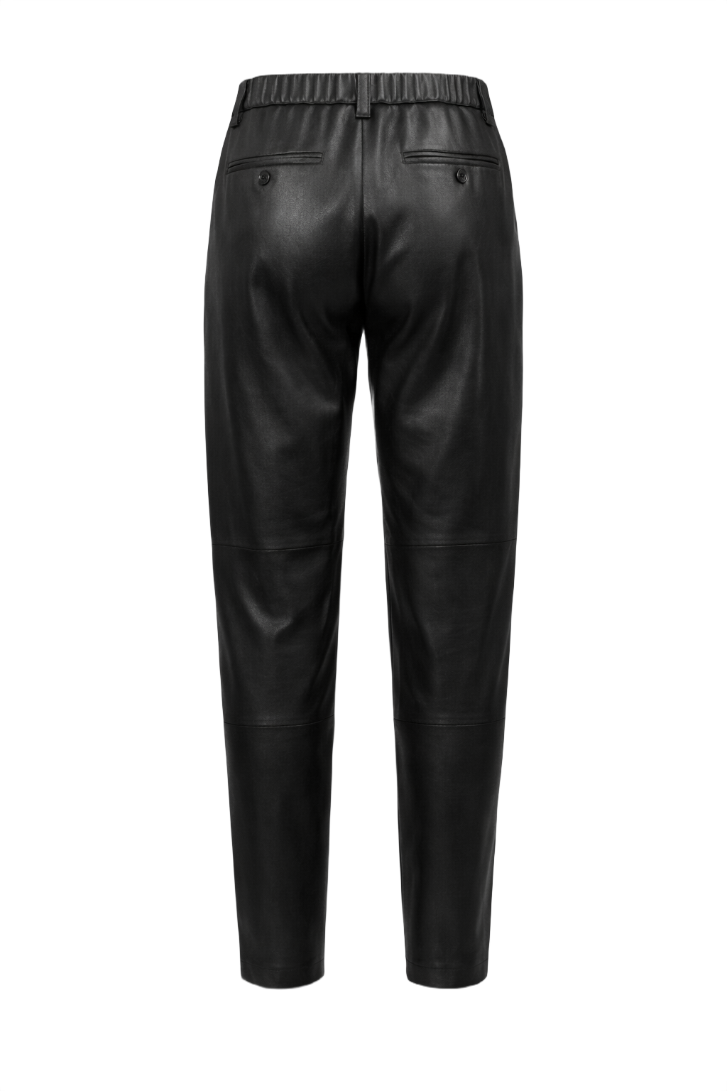 1990s Black Leather High-Waisted Pants - Back View