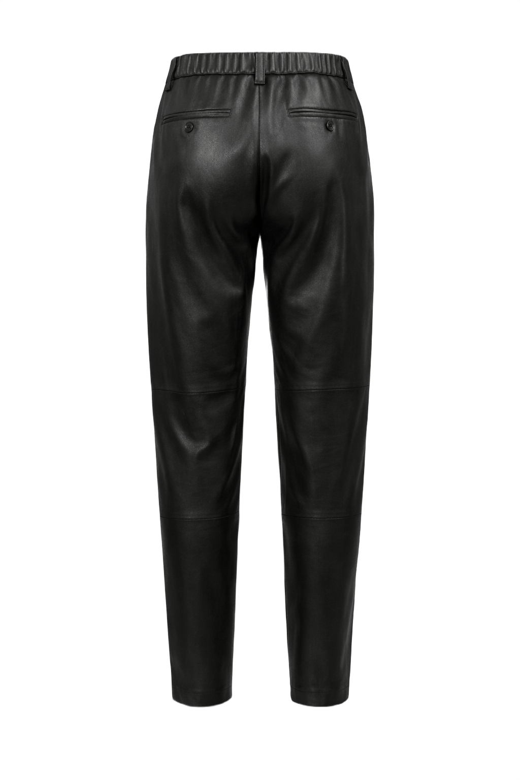 1990s Black Leather High-Waisted Pants - Back View