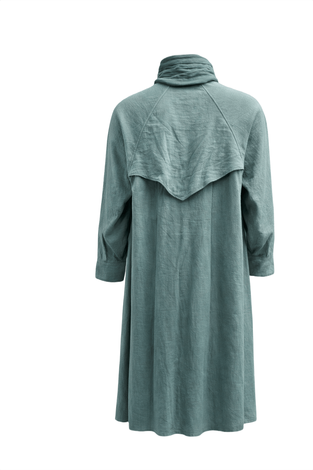 1980s Sage Green Cotton Blend Coat - Back View