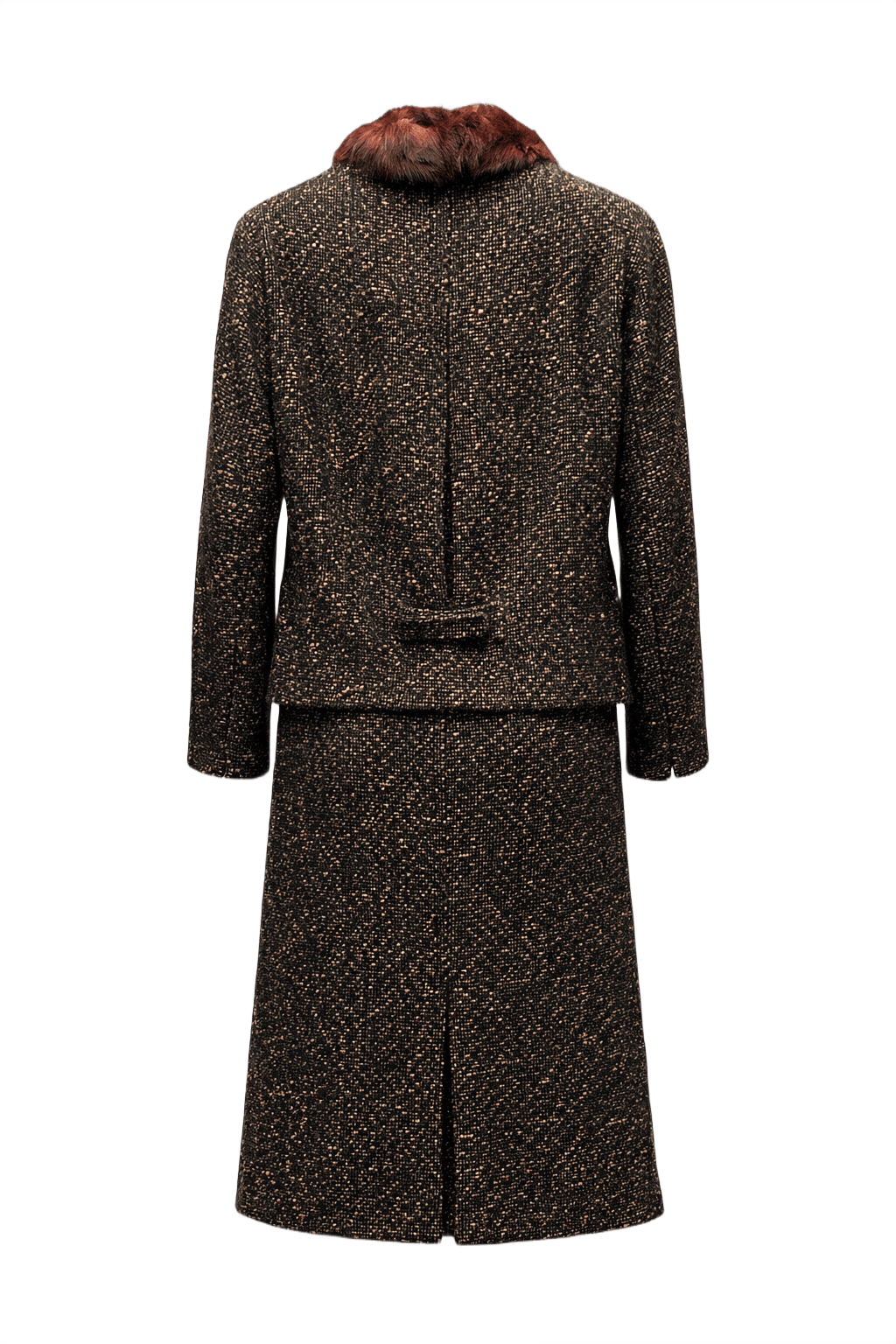 1970s Dark Brown Tweed Skirt Suit - Back View