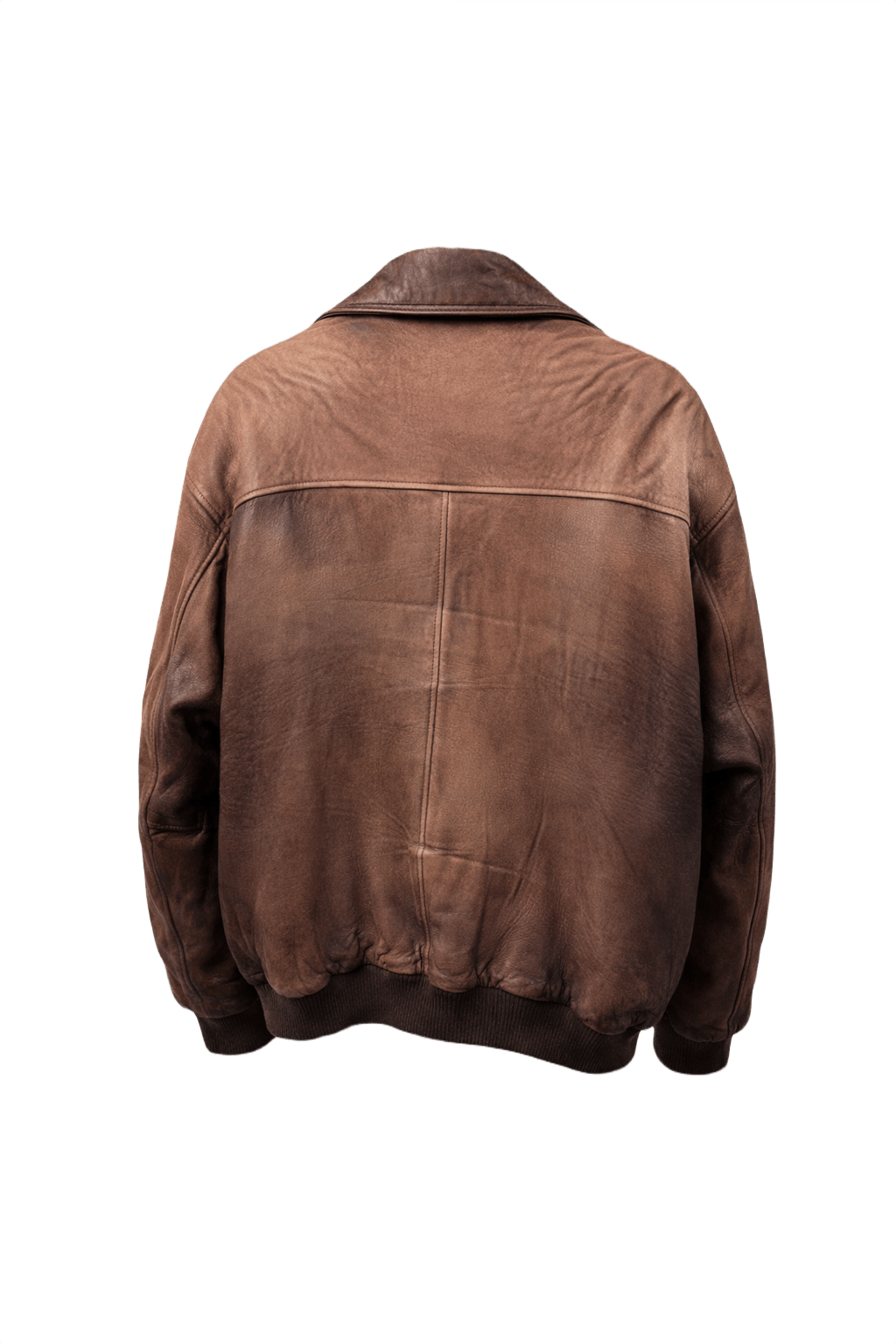 1990s Brown Leather Bomber Jacket - Back View