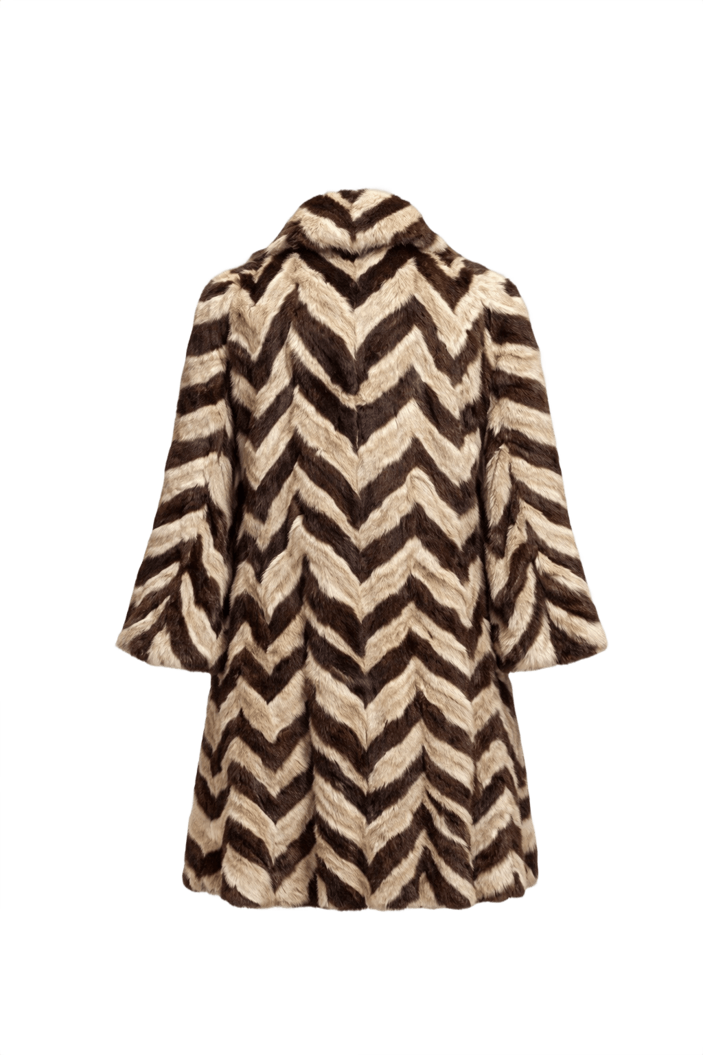 1980s Brown Faux Fur Fur Coat - Back View