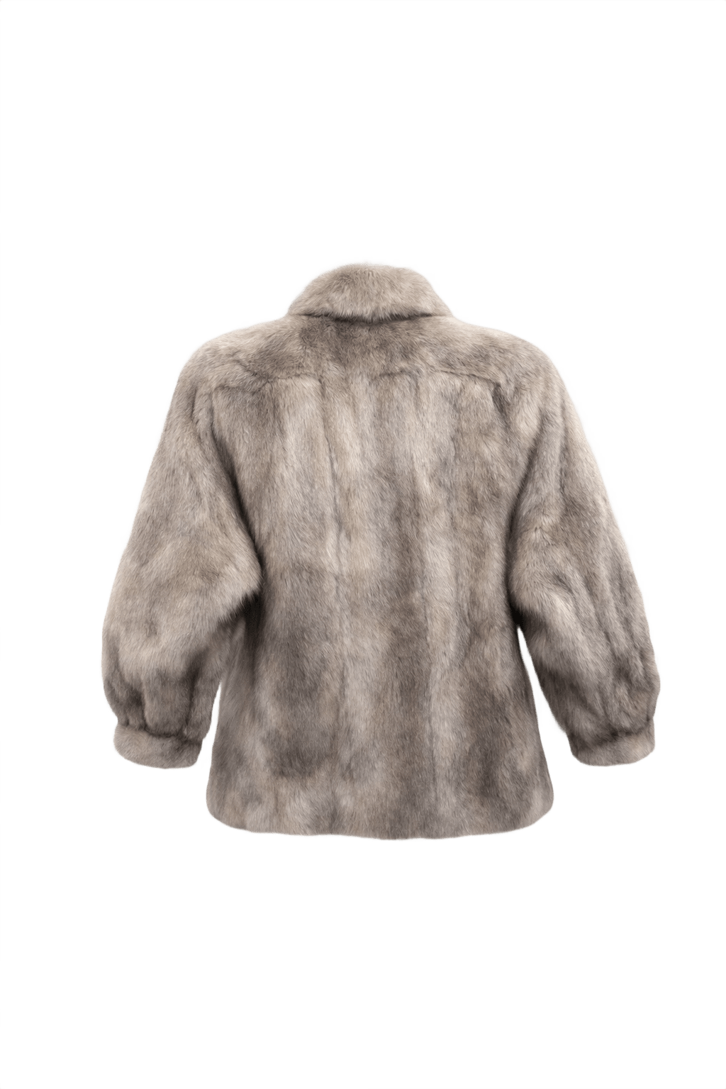 1980s Light Grey Fur Coat - Back View