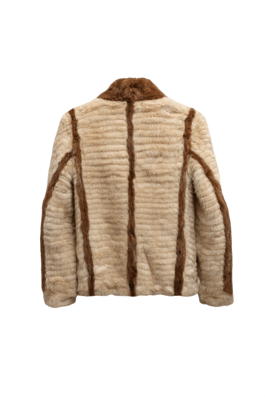1980s Cream Faux Fur Fur Coat - Back View