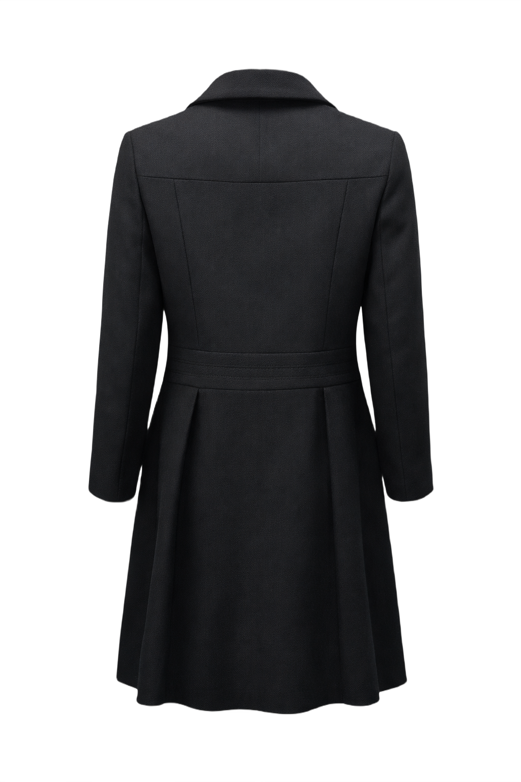 1960s Black Wool Coat - Back View