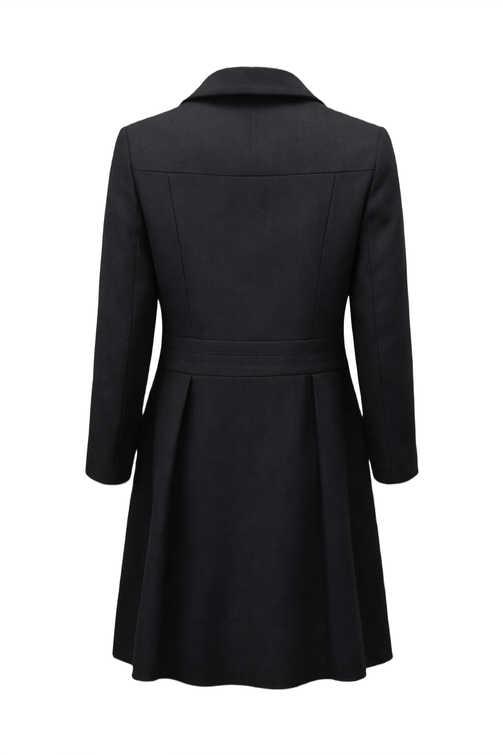 1960s Black Wool Coat - Back View