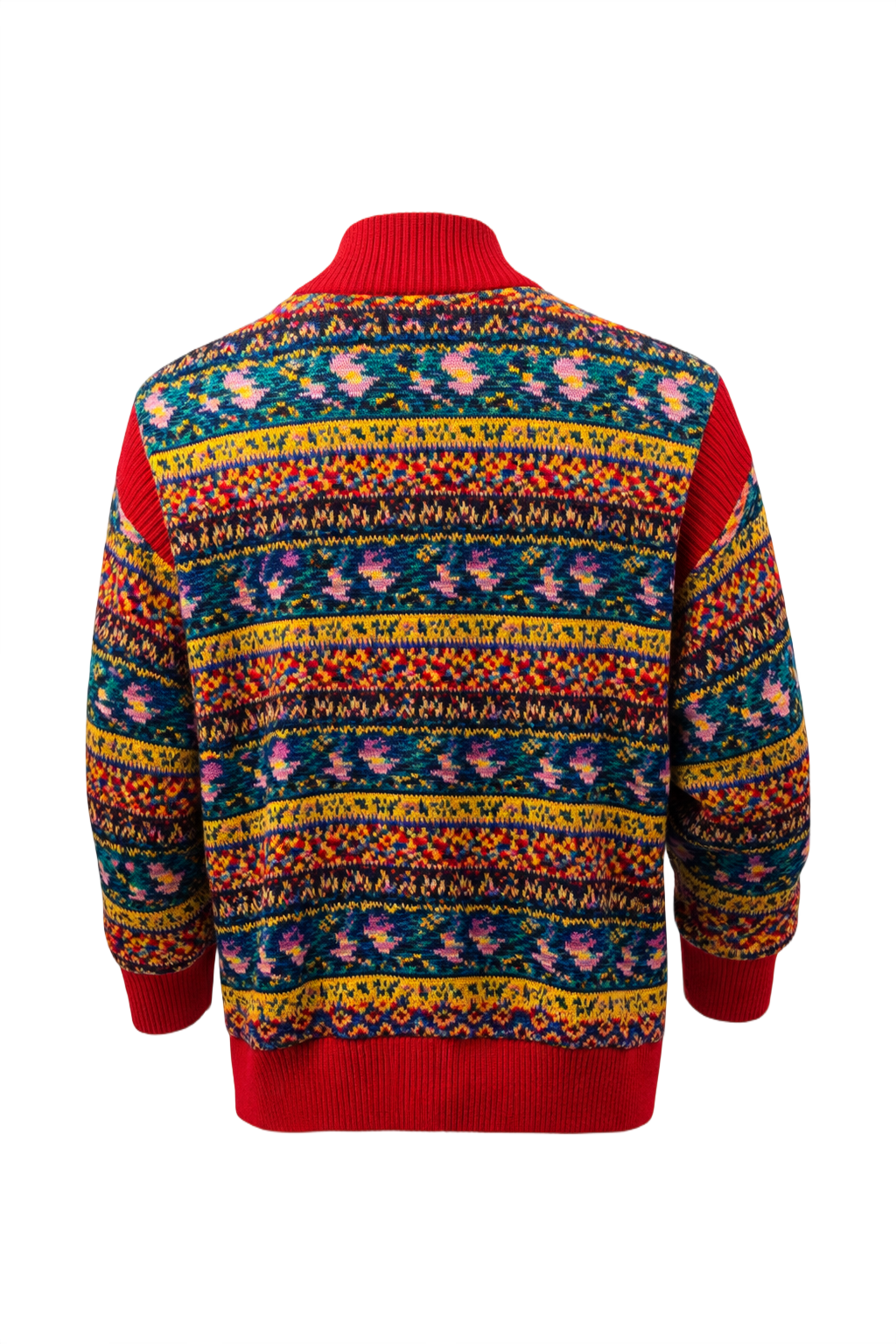1980s Multi-Color Wool Blend Cardigan - Back View