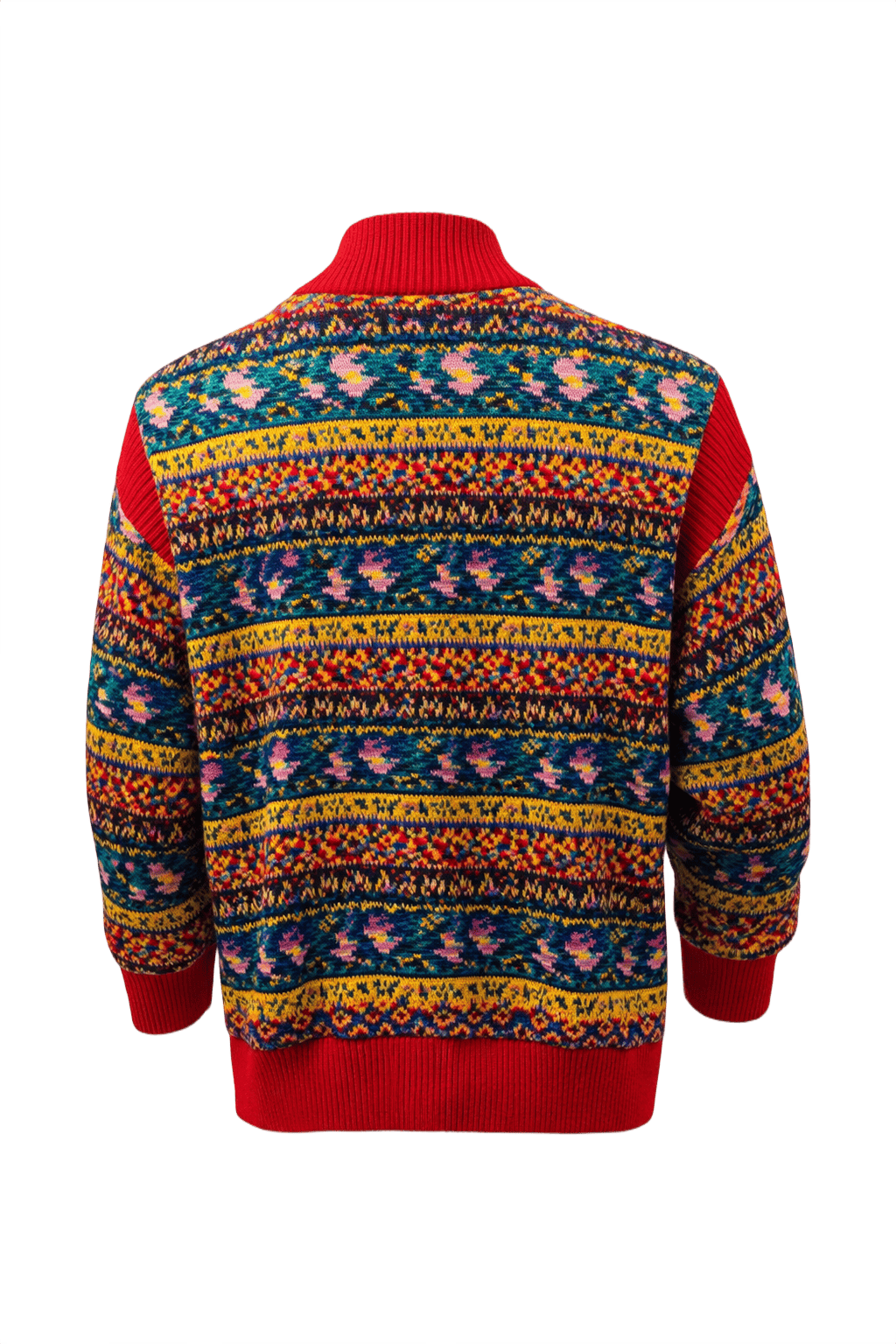 1980s Multi-Color Wool Blend Cardigan - Back View