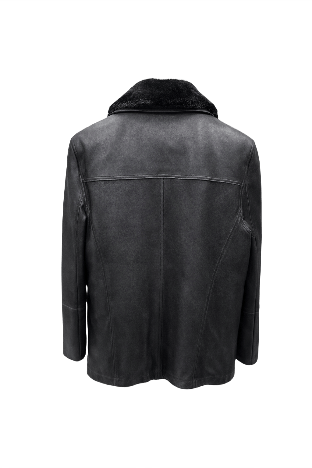 1990s Dark Grey Leather Jacket - Back View