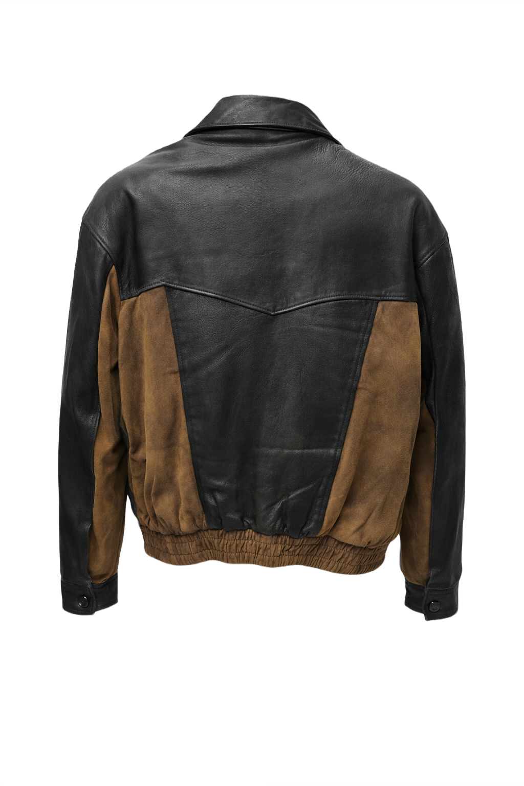 1980s Black Leather Bomber Jacket - Back View