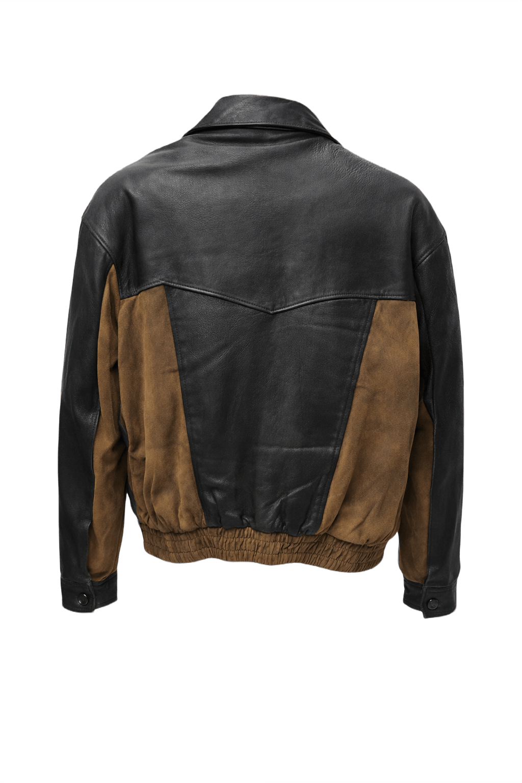 1980s Black Leather Bomber Jacket - Back View