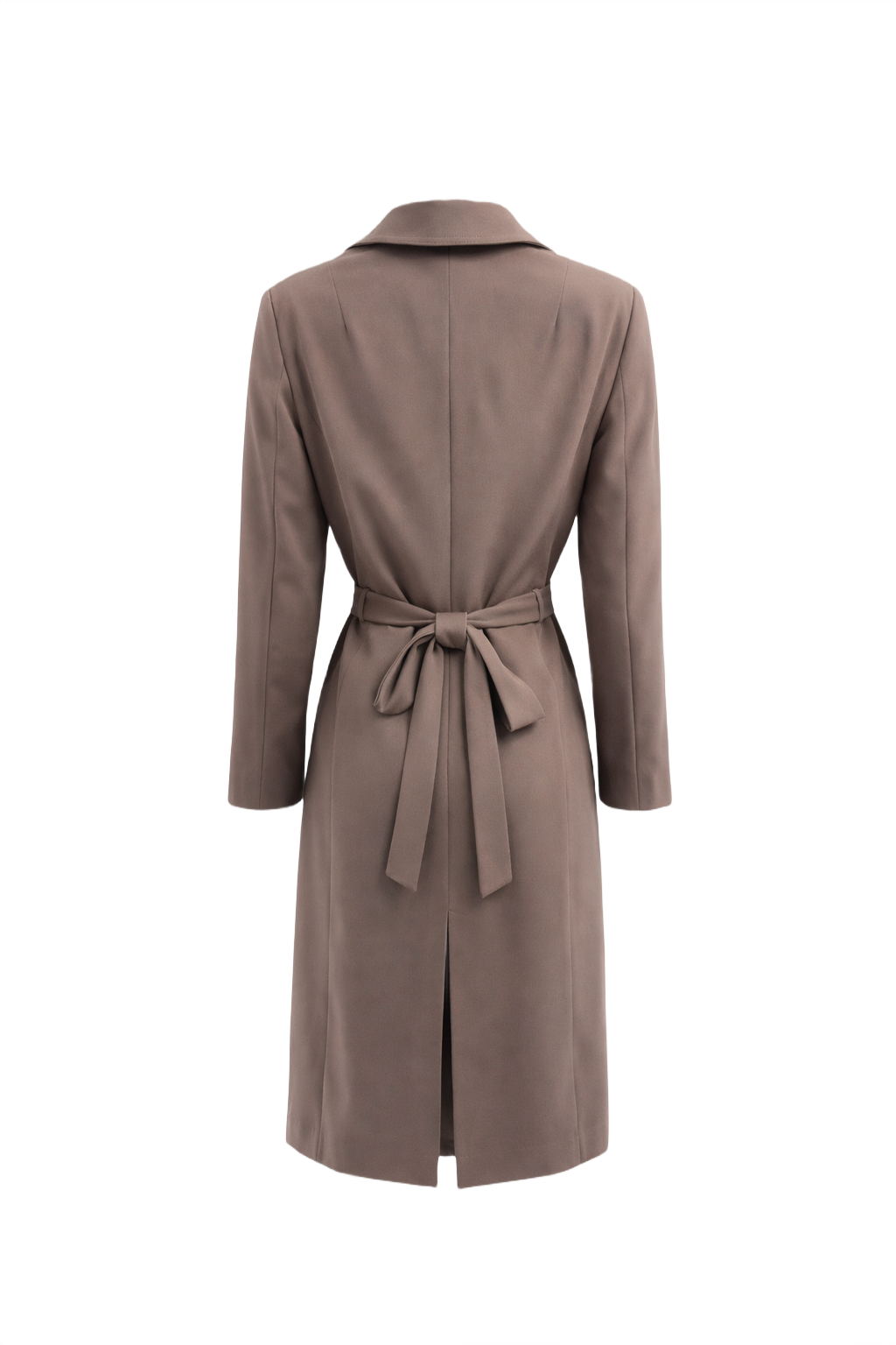 1980s Taupe Polyester Trench Coat - Back View