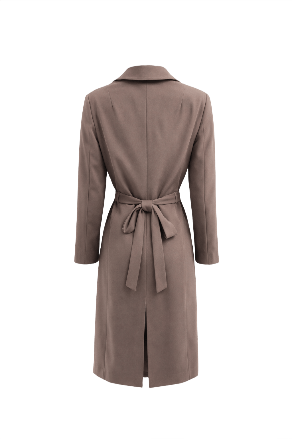 1980s Taupe Polyester Trench Coat - Back View