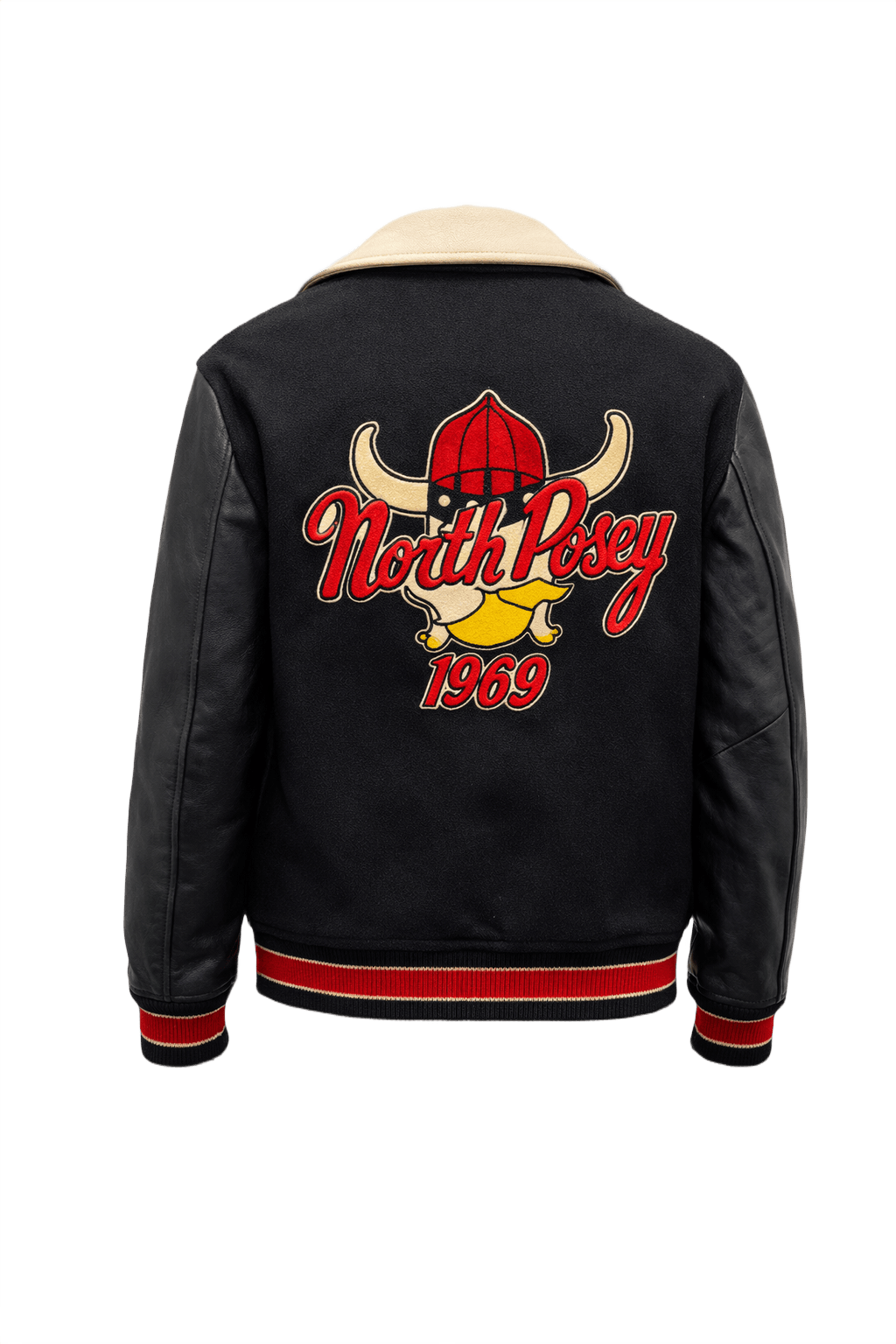 1960s Black Wool Varsity Jacket - Back View