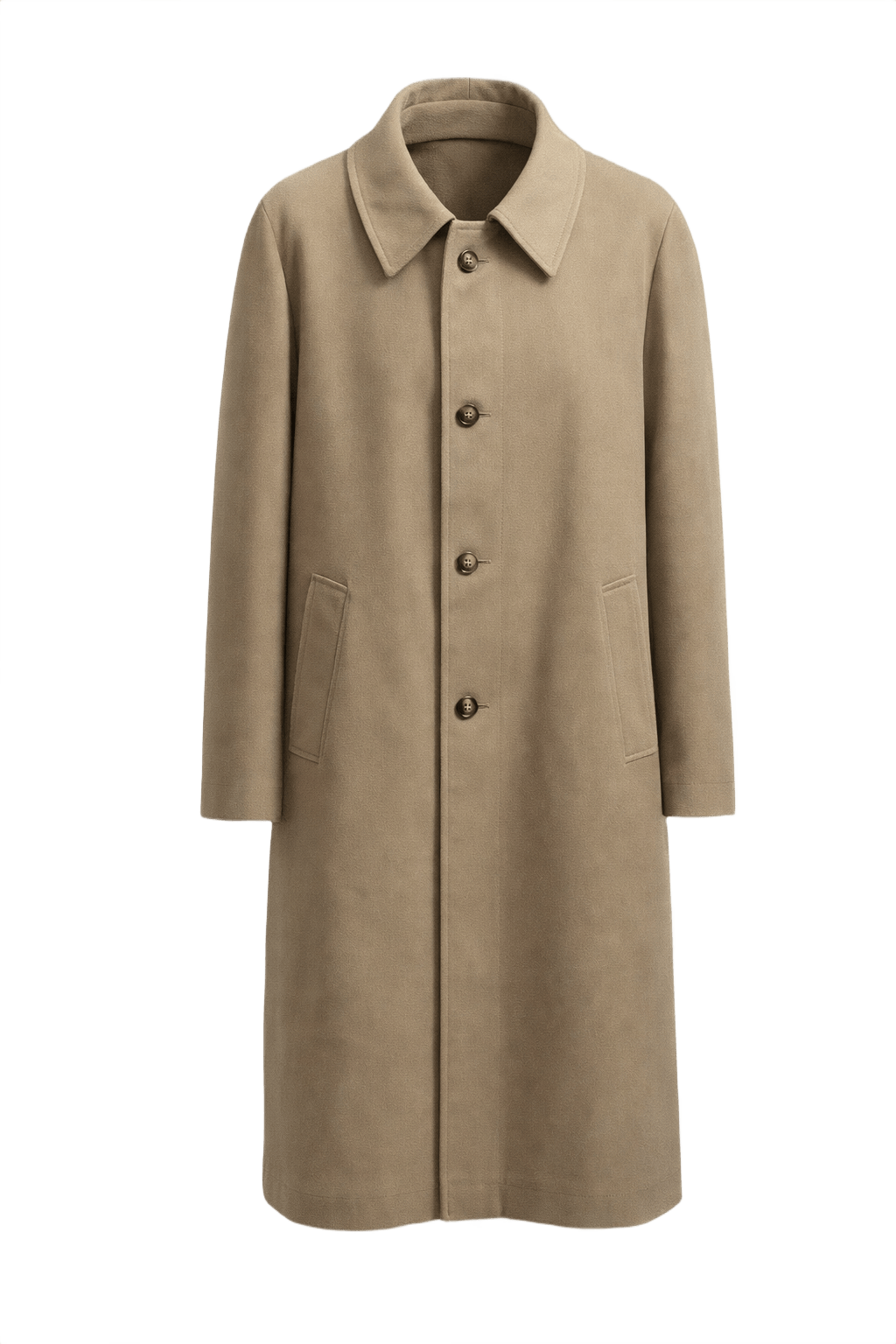 1980s Beige Cotton Blend Coat - Front View