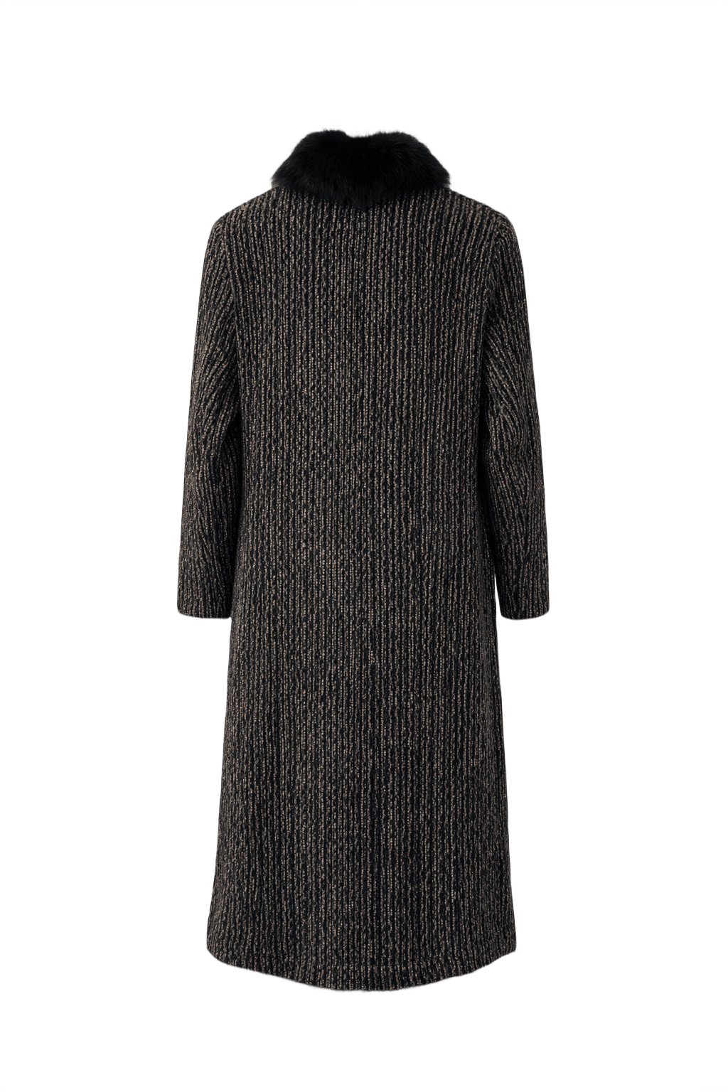 1980s Black Synthetic Blend Coat - Back View