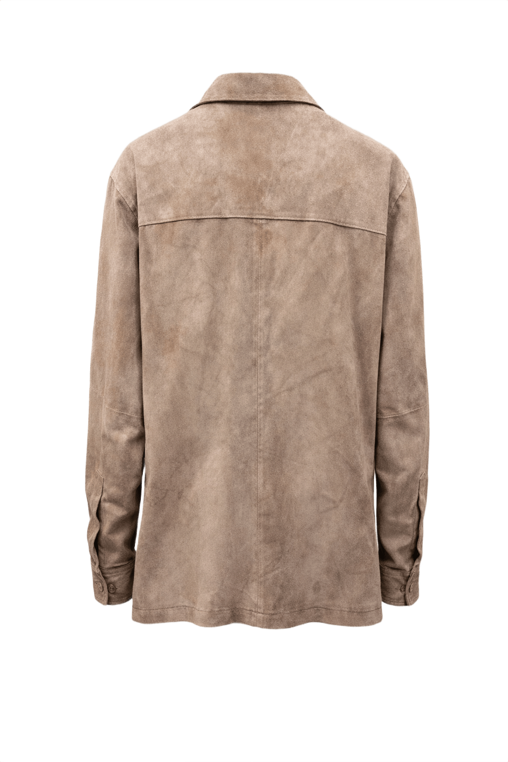 1990s Taupe Suede Shirt Jacket - Back View