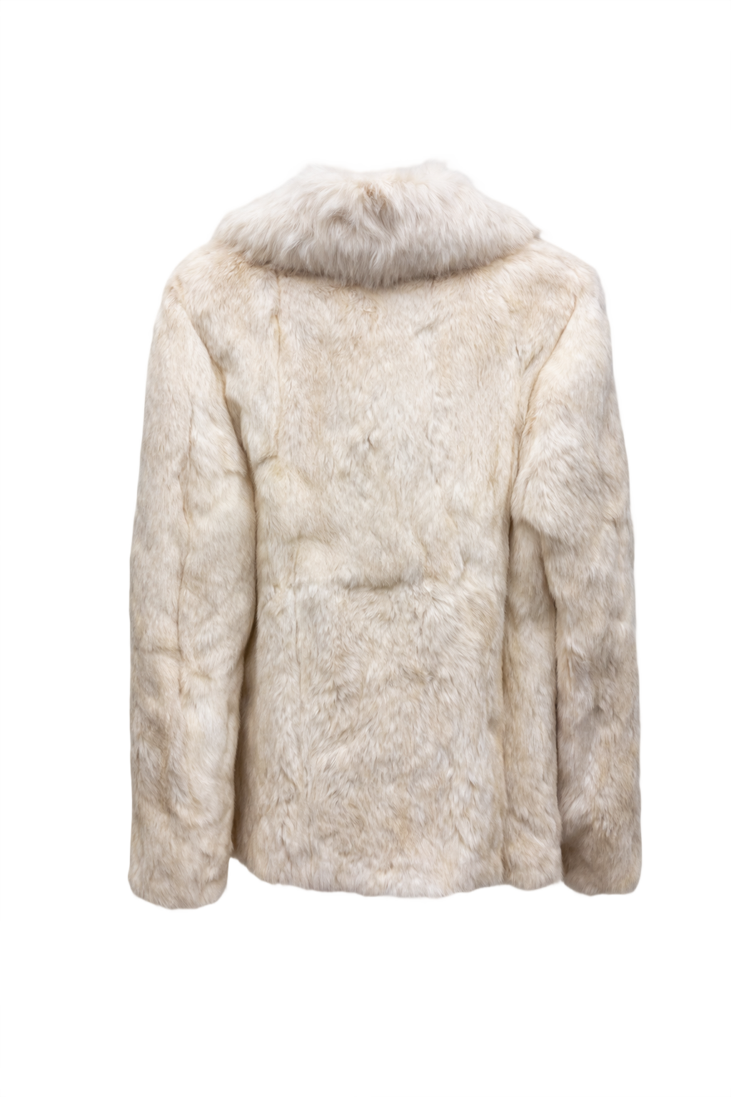 1980s Cream White Faux Fur Coat - Back View