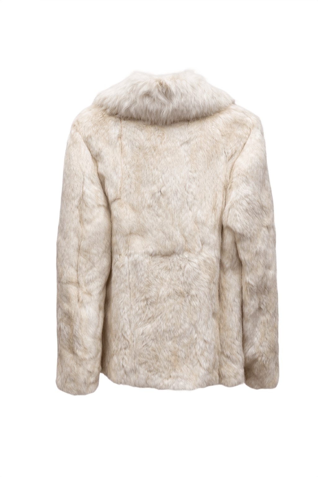 1980s Cream White Faux Fur Coat - Back View