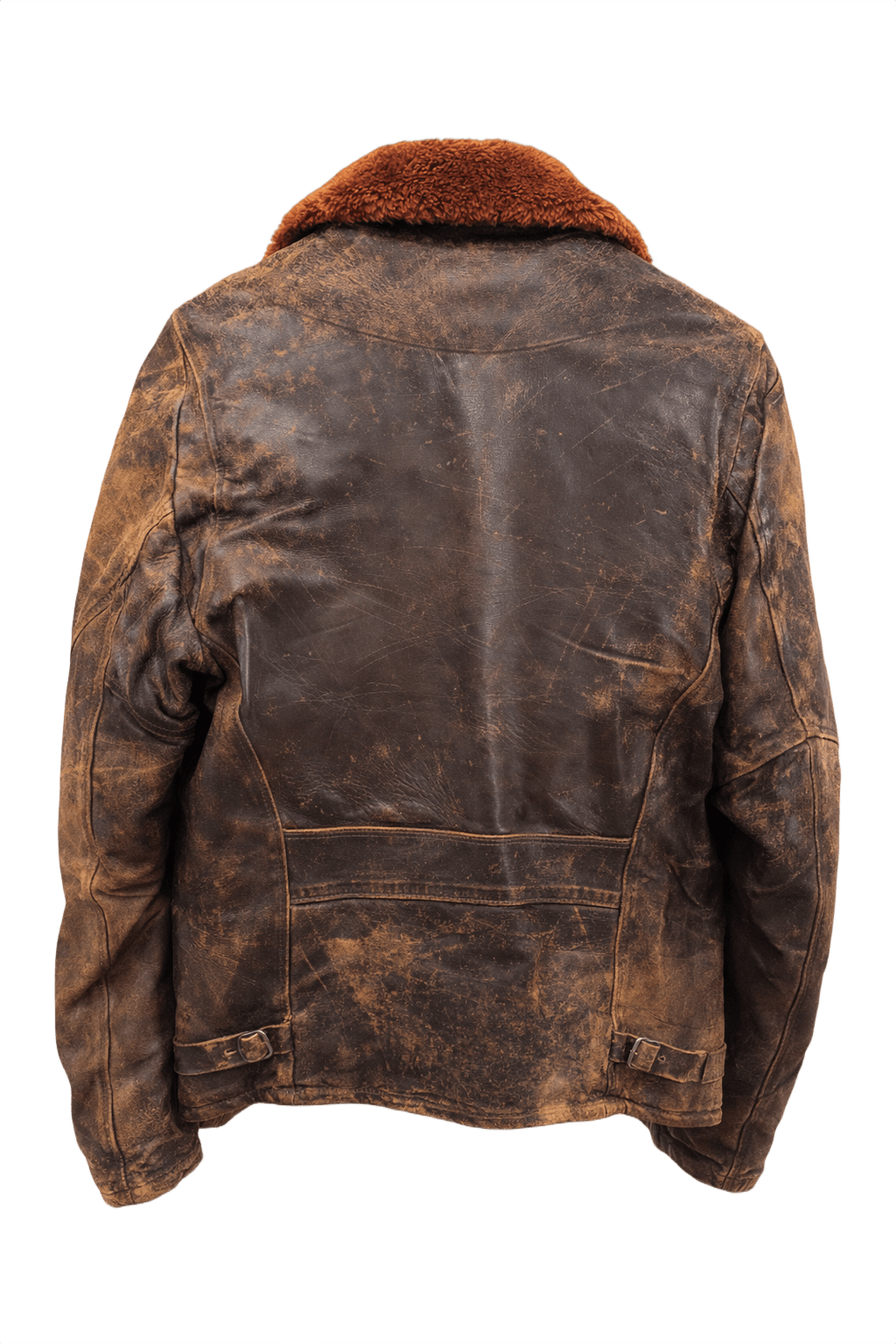 1940s Brown Leather Jacket - Back View