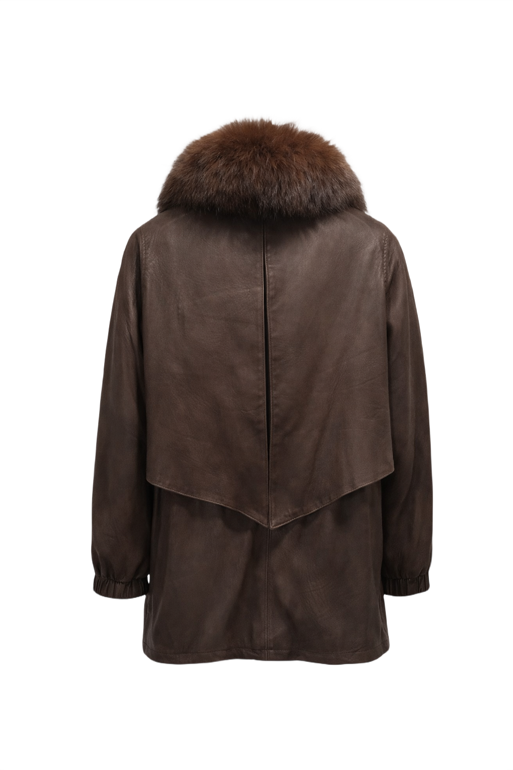 1980s Brown Leather Coat - Back View