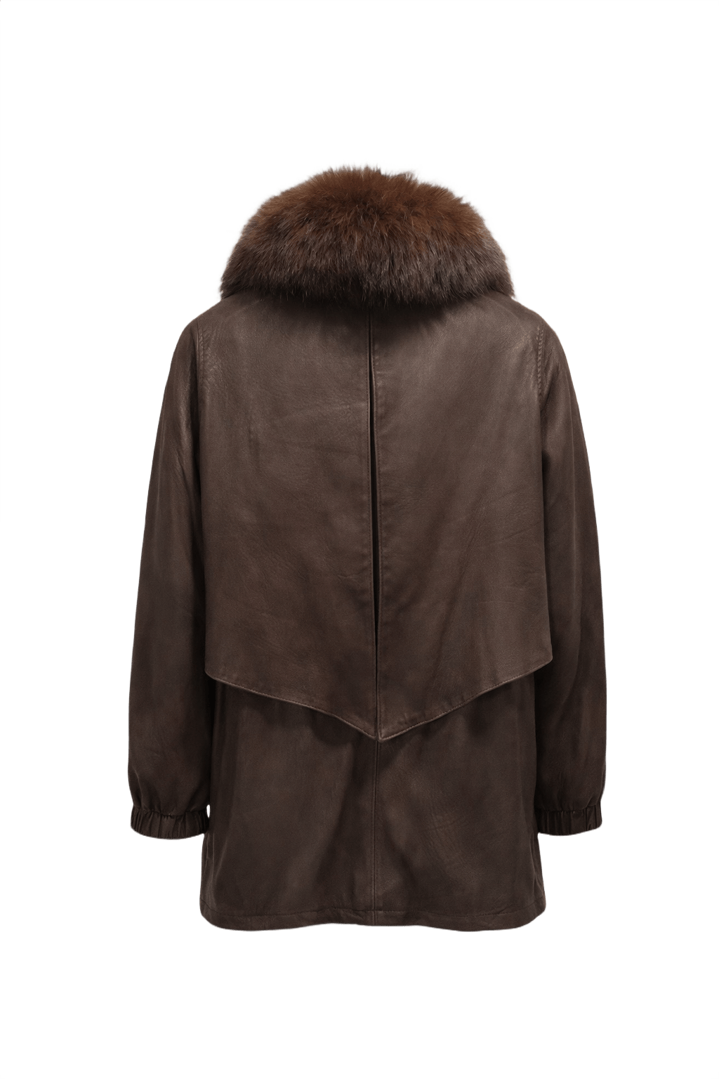 1980s Brown Leather Coat - Back View