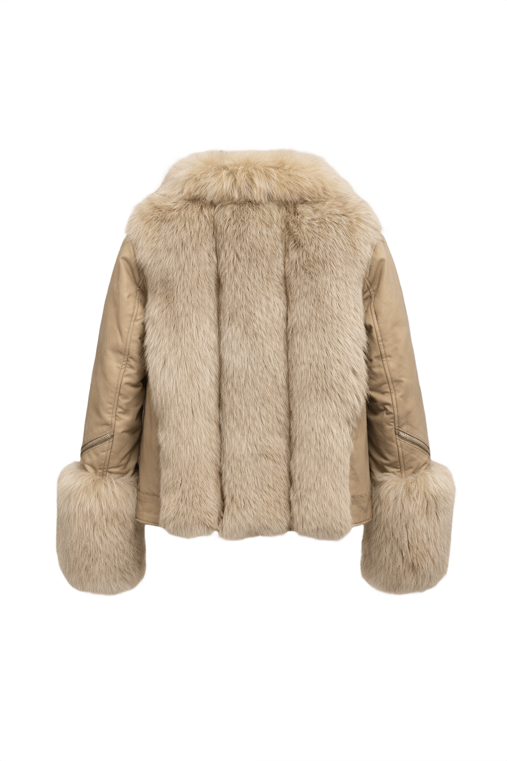 1990s Beige Leather Jacket - Back View