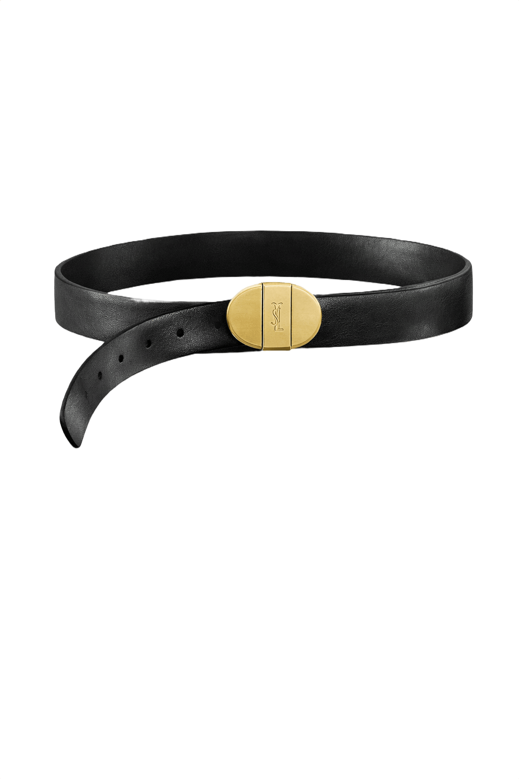 1980s Black Leather Belt - Front View