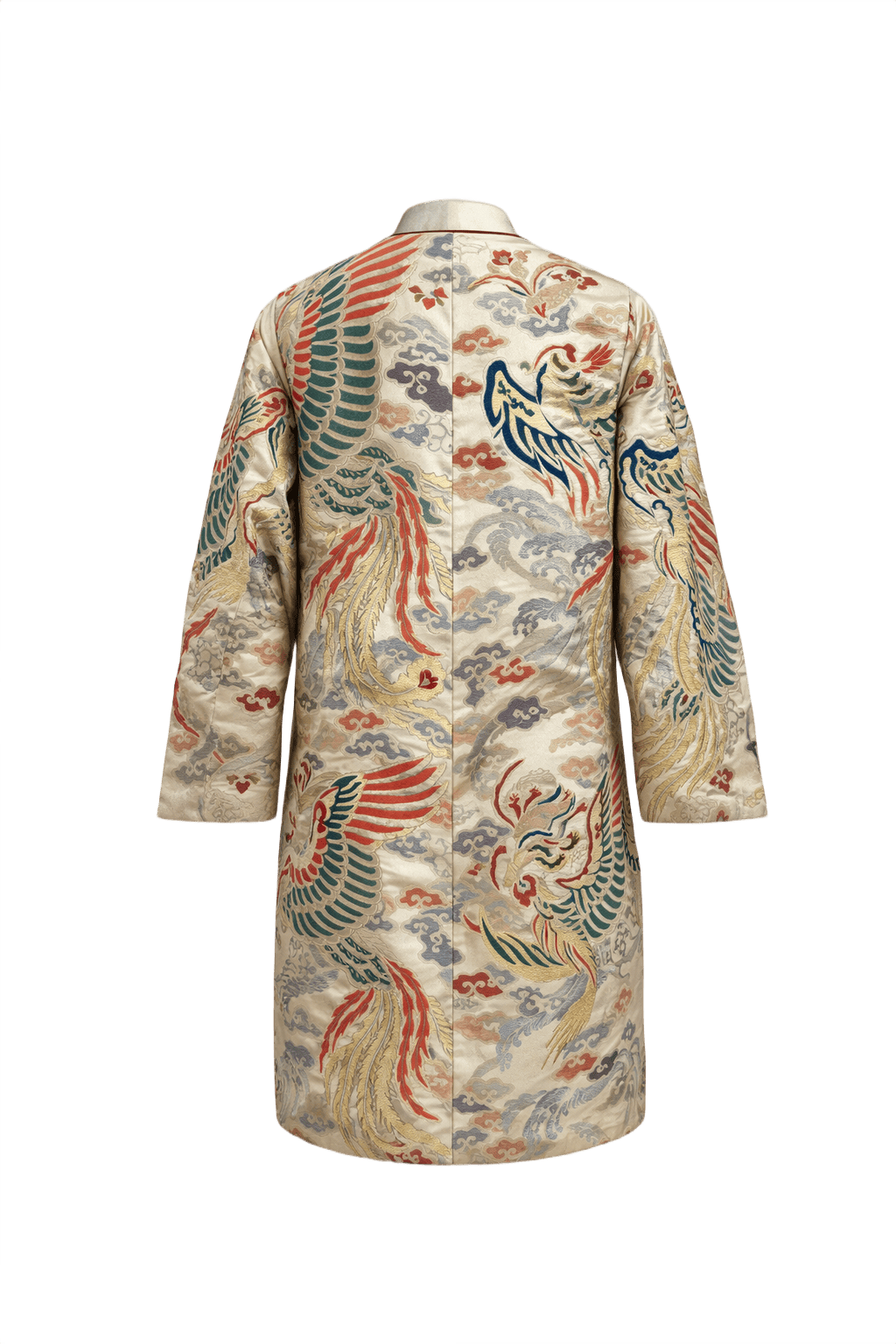 1970s Cream Silk Coat - Back View
