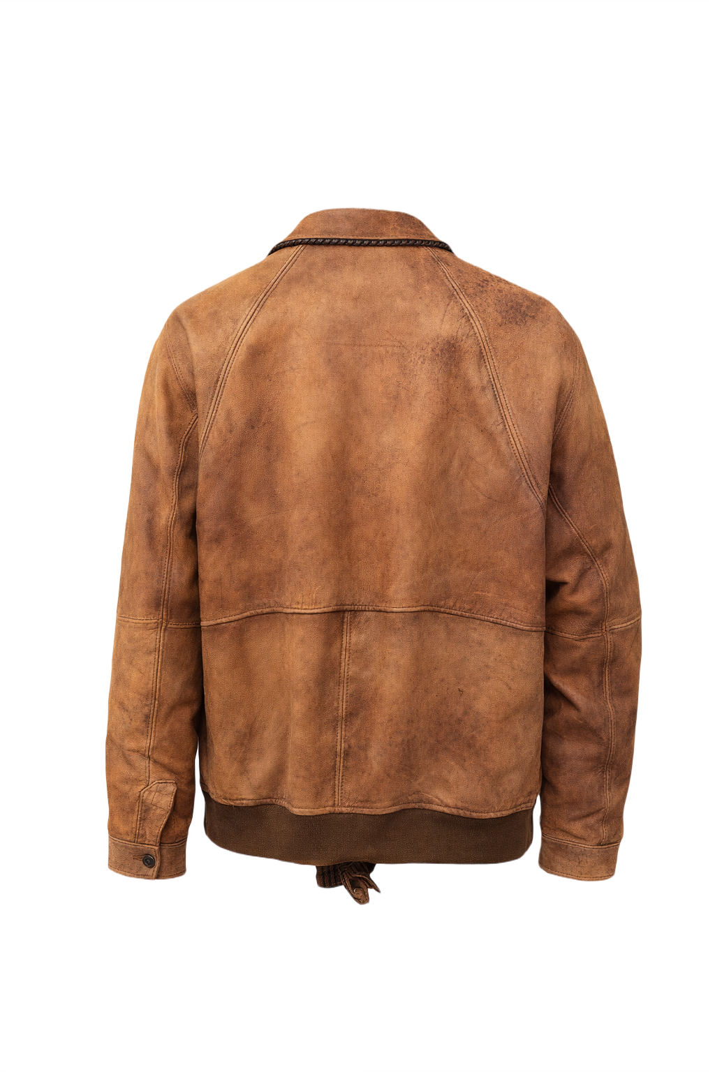 1970s Brown Leather Jacket - Back View