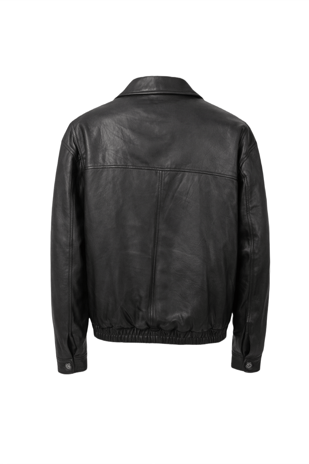 1990s Black Leather Jacket - Back View